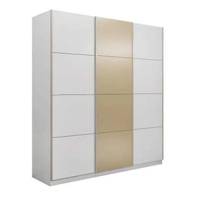 Широкий Прайм 3-х дверный (ЛДСП, Стекло фисташка) окутанный (Белый снег 2400х2300х570 Широкий Прайм 3х Серебро профиль)