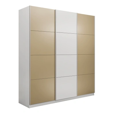 Широкий Прайм 3-х дверный (Стекло фисташка, ЛДСП) окутанный (Белый снег 2400х2300х570 Широкий Прайм 3х Серебро профиль)