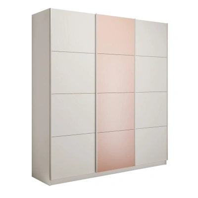 Широкий Прайм 3-х дверный (ЛДСП, Стекло пудра) окутанный (Белый снег 2400х2300х570 Широкий Прайм 3х Серебро профиль)